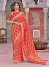 Red Colour Latest Fancy Wedding Wear Heavy Cord And Gota Embroidery Weaved Silk Saree Collection 13512